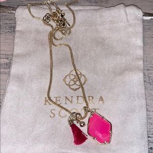 Kendra Scott Bright Pink tassel charm necklace